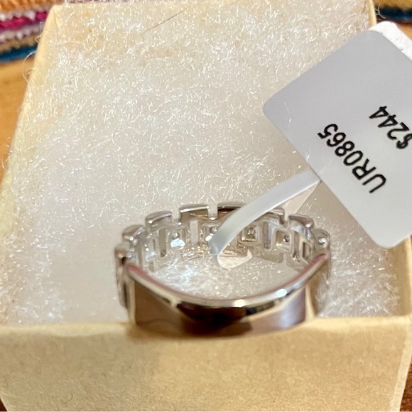 Moissanite And Sterling Silver Presidential or Watchband Style Band Ring | Sz 7 - Picture 4 of 10